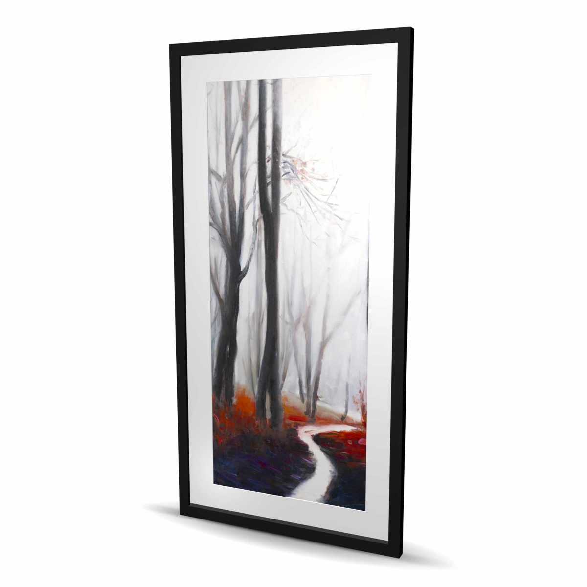 C1FM2448P1D8JF 24 x 48 in. Mysterious Forest with Stream - Gray Framed Matted Print