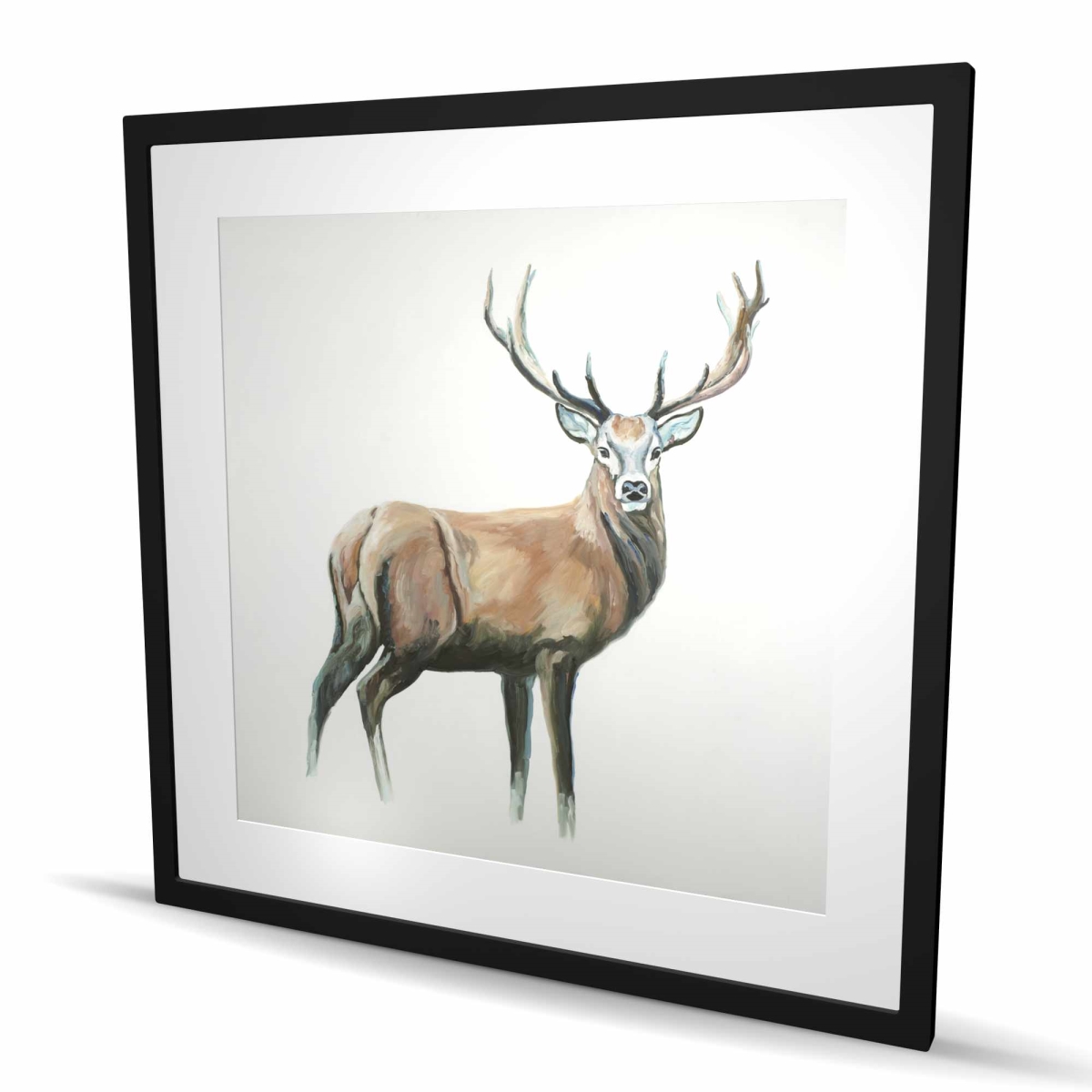 C1FM3636I51RPN 36 x 36 in. Deer White Rustic Framed Matted Print for Home Decor