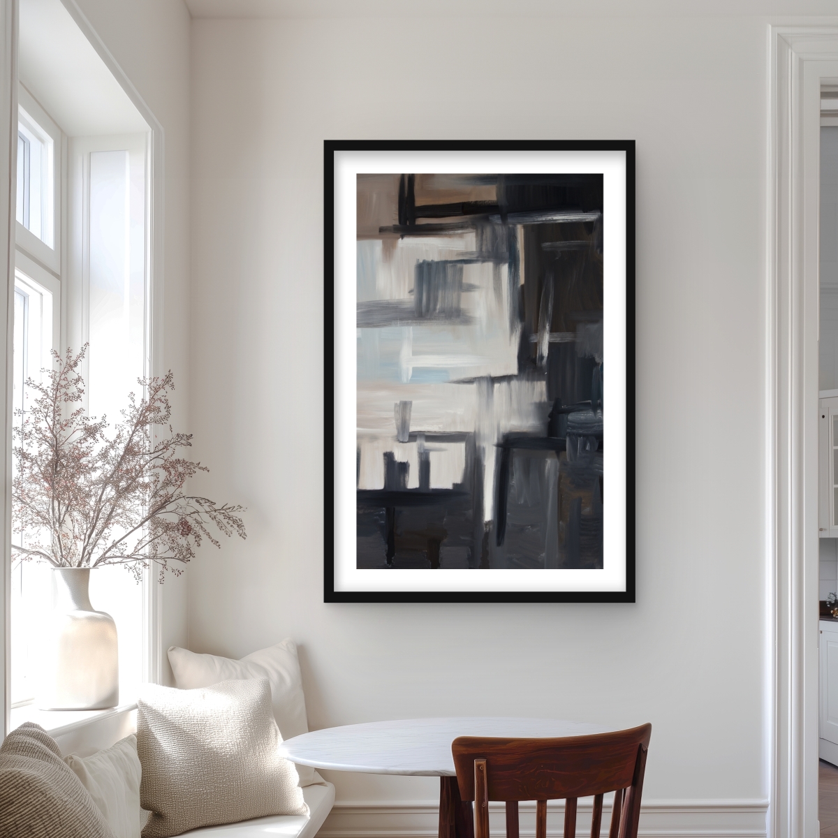C1FM2436C33B6P 24 x 36 in. Subtil - Abstract Gray Framed Matted Print for Home Decor