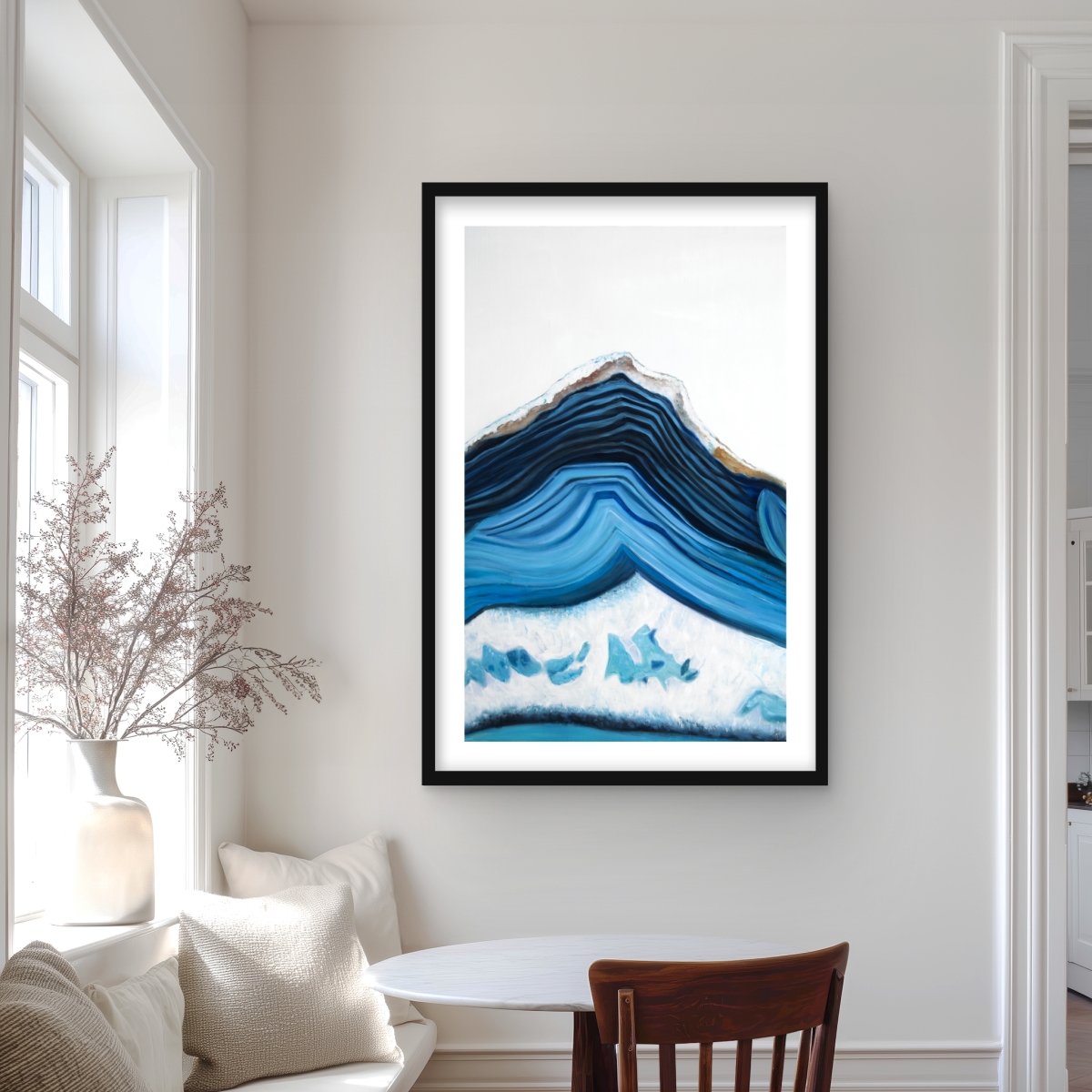 C1FM2436BWMI1S 24 x 36 in. Blue Geode Profile - Framed Matted Print for Bedroom Decor