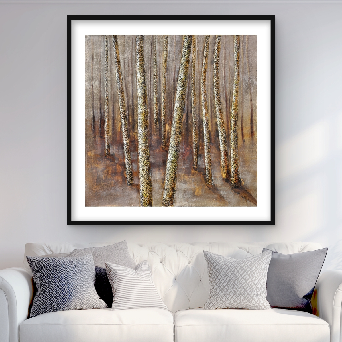 C1FM3636RUKQE5 36 x 36 in. Forest - Brown Trees Framed Matted Print for Home Decor