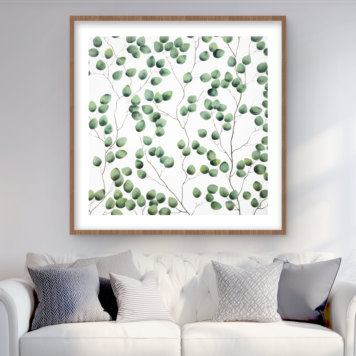 C1FM3636S7FFFW 36 x 36 in. Climbing Leaves - Framed Matted Print for Living Room Decor