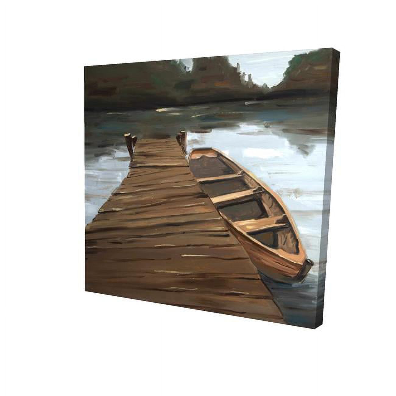 16 x 16 in. Lake, Dock & Boat-Print on Canvas
