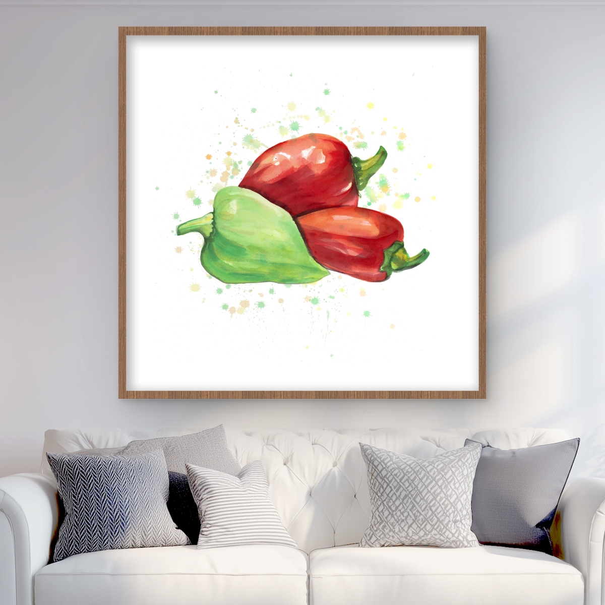 C1FM3636SIK1RI 36 x 36 in. Bell Peppers Still Life Print - Framed Matted Home Decor