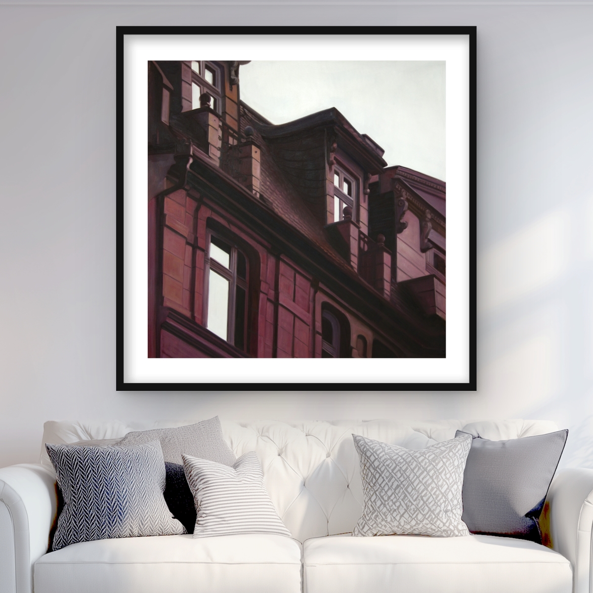 C1FM3636AE57H7 36 x 36 in. Architectural Building Framed Matted Print - Home Decor