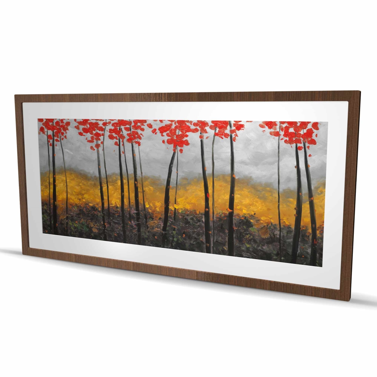 C1FM24489EN43E 24 x 48 in. Abstract Autumn Trees - Framed Matted Print for Home Decor