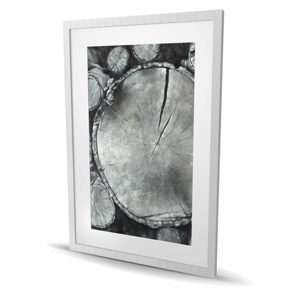 C1FM24364CS7V4 24 x 36 in. Stacked Wood Logs - Still Life Trees Framed Print for Decor