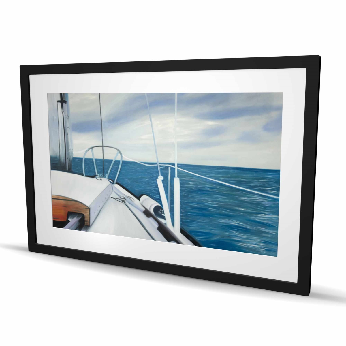 C1FM2436L7ZOS0 24 x 36 in. Sail on the Water - Coastal Bathroom Framed Print Decor