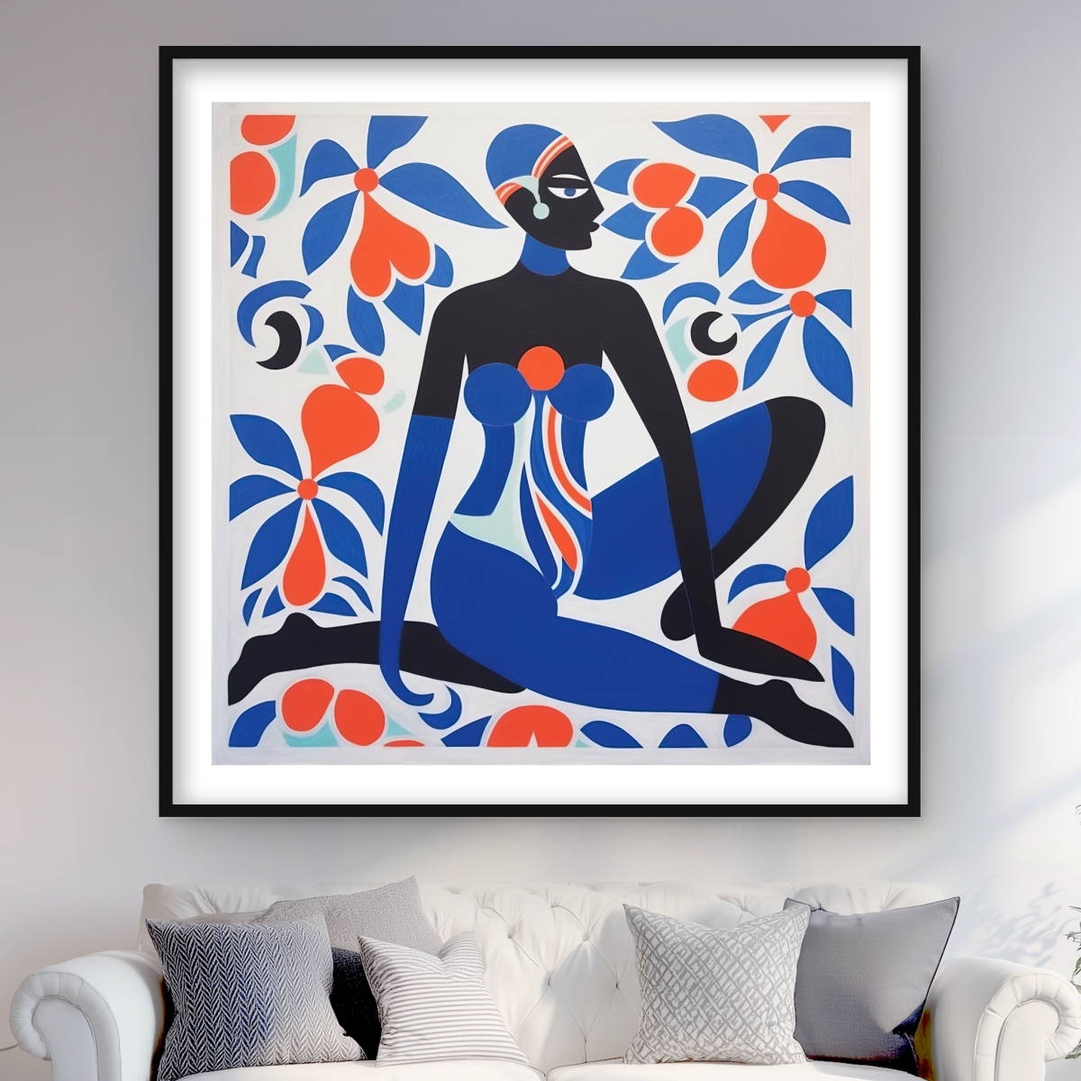 C1FM48486TMRZX 48 x 48 in. Beautiful Posture - Figurative Red Framed Matted Print Decor