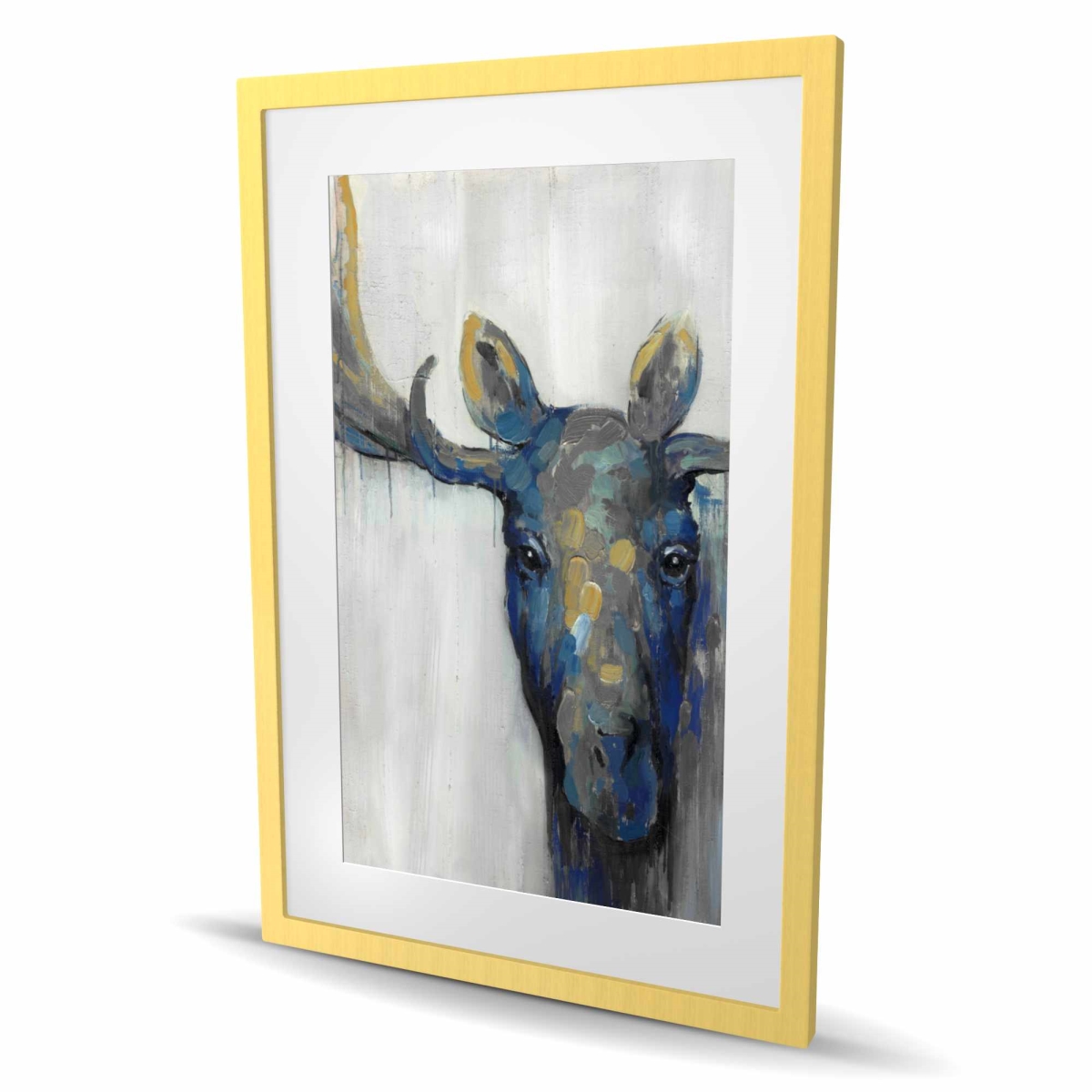 C1FM243635H47D 24 x 36 in. Blue Moose - Blue Office Framed Matted Print for Home Decor