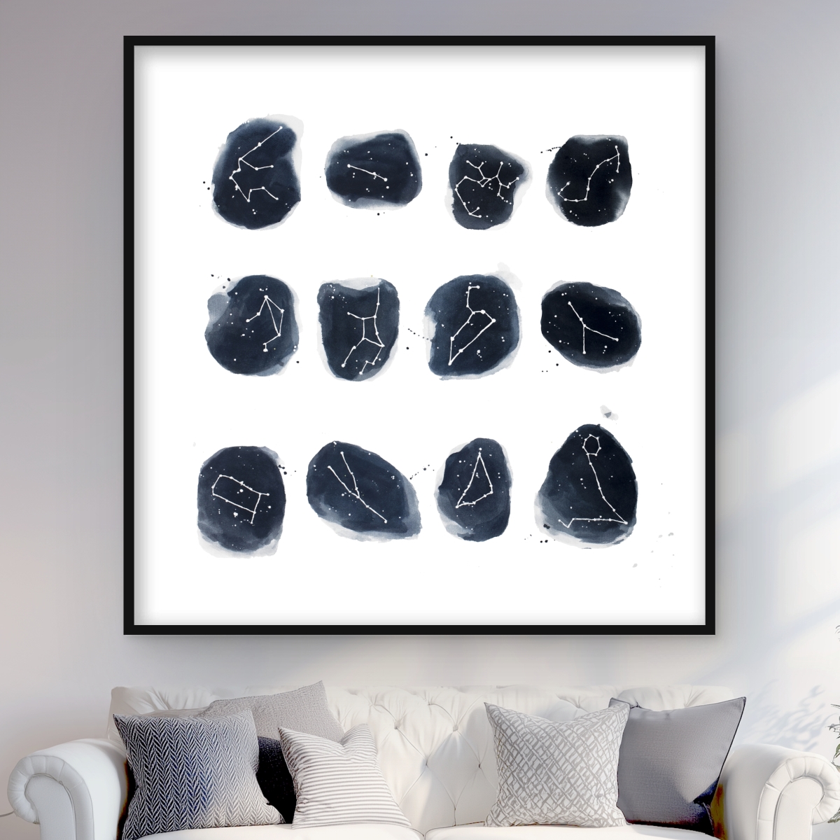 C1FM48487RFKFW 48 x 48 in. Constellations - Spiritual White Framed Matted Print Decor