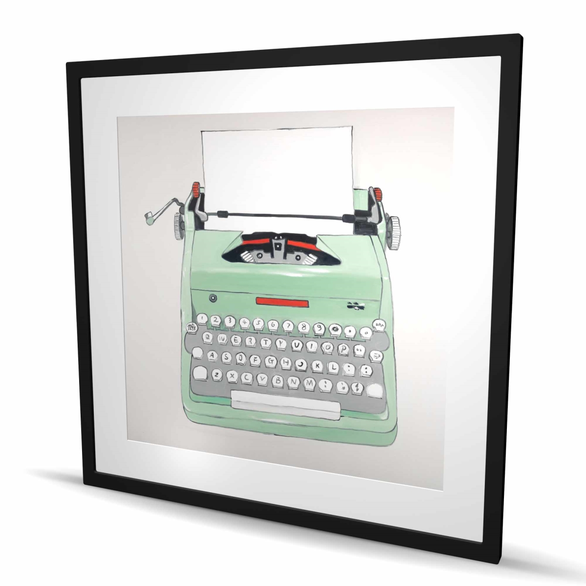 C1FM36362HR5TC 36 x 36 in. Mint Typewriter Framed Matted Print - Office Decor Art