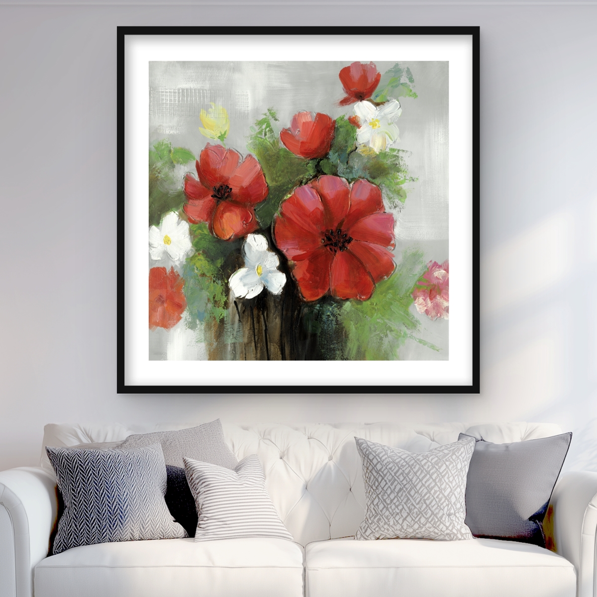 C1FM3636B107SM 36 x 36 in. Abstract Wild Flowers Bundle - Floral Office Decor Print