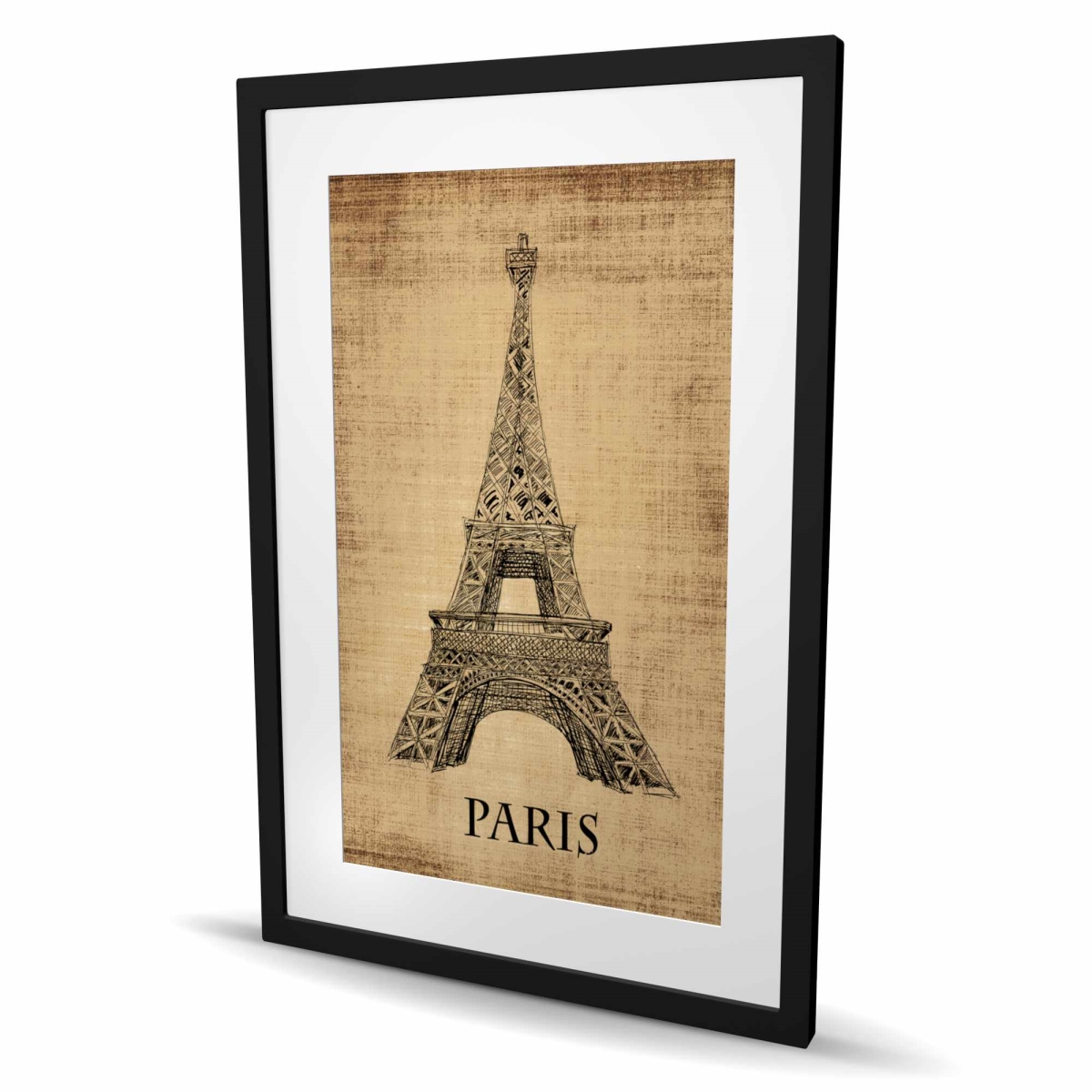 C1FM2436Z4J3LL 24 x 36 in. Eiffel Tower Illustration - Brown Framed Matted Print Decor