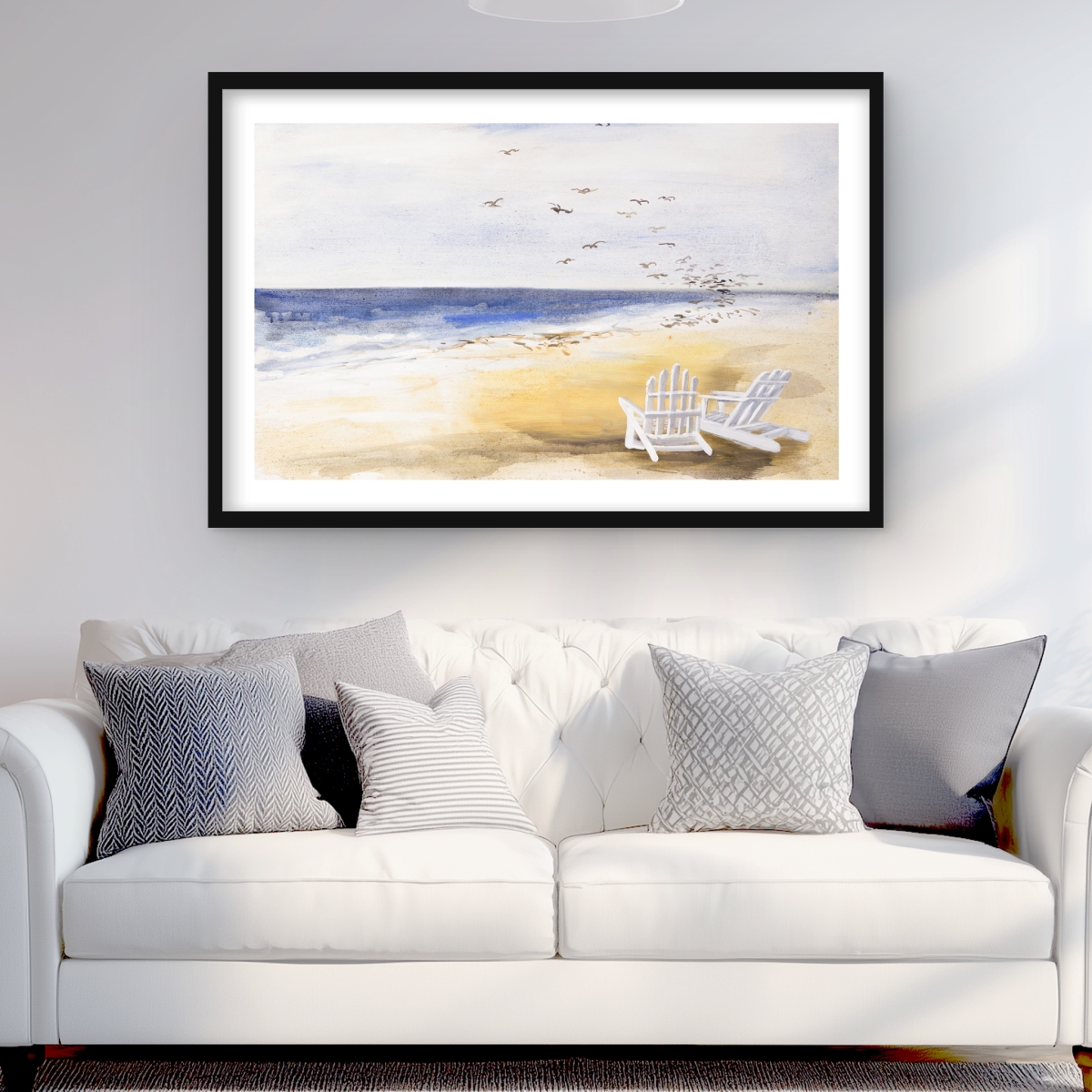 C1FM24368Q7SRM 24 x 36 in. Day At the Beach Framed Matted Print - Bedroom Decor Art