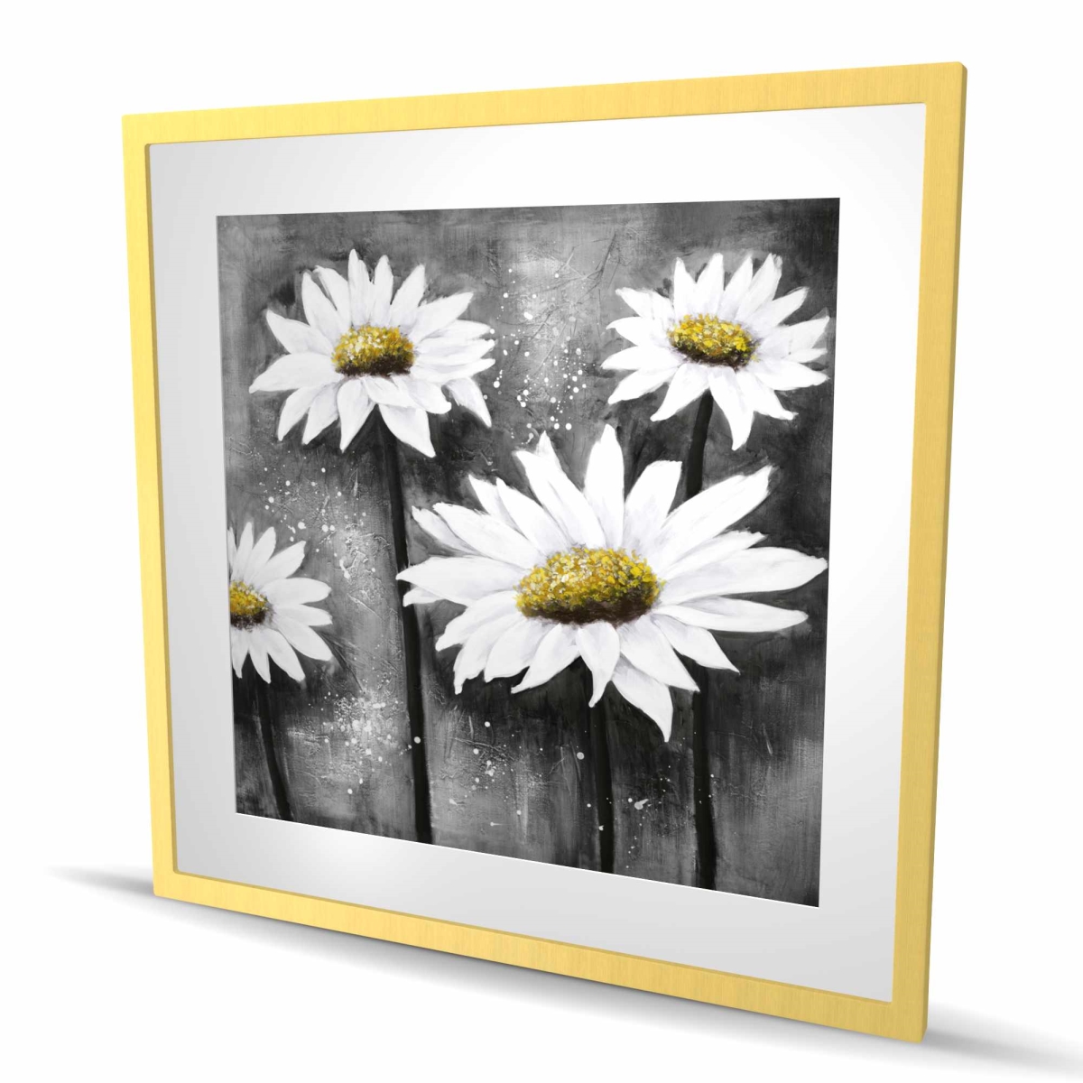C1FM36368UTHMR 36 x 36 in. Daisies At Sun - Rustic Framed Matted Print for Home Decor