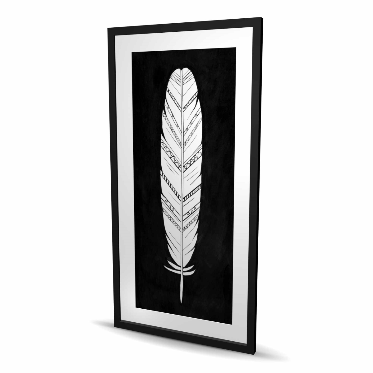 C1FM2448FU4S2N 24 x 48 in. Feather with Patterns - Framed Matted Print for Home Decor