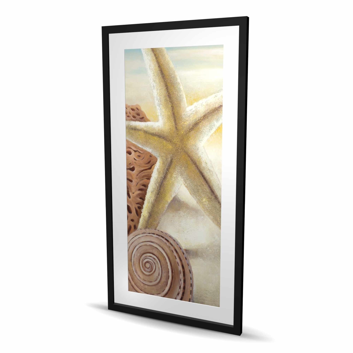 C1FM2448GR93VH 24 x 48 in. Starfish & Seashells Beach Print - Beige Framed Decor