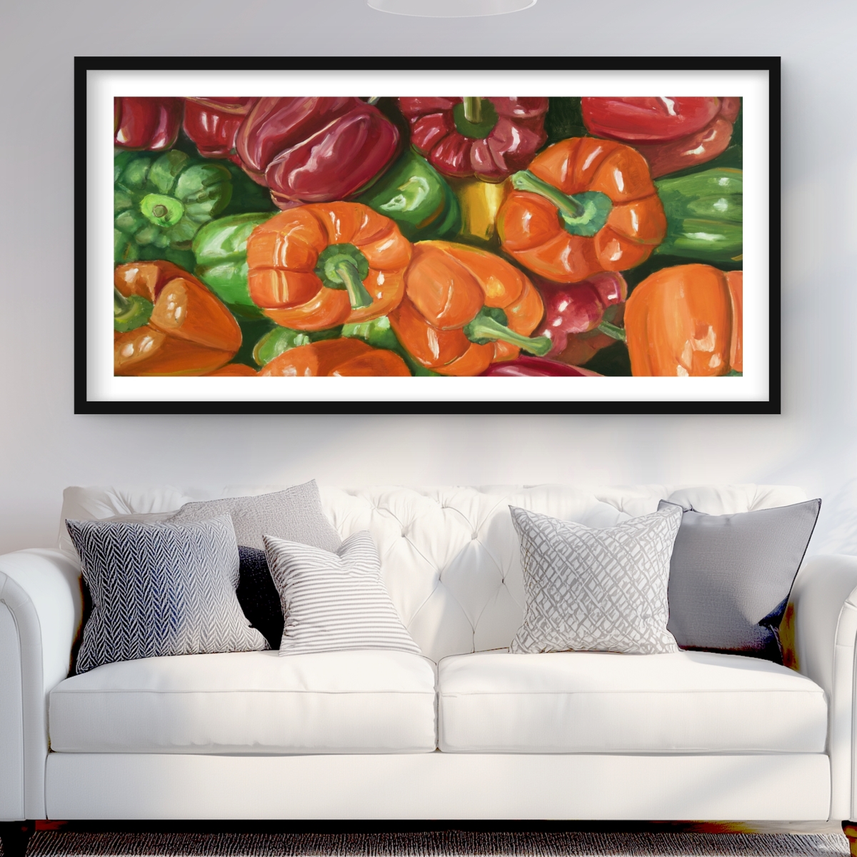 C1FM2448L8PH4P 24 x 48 in. A Lot of Peppers - Still Life Illustrative Framed Print