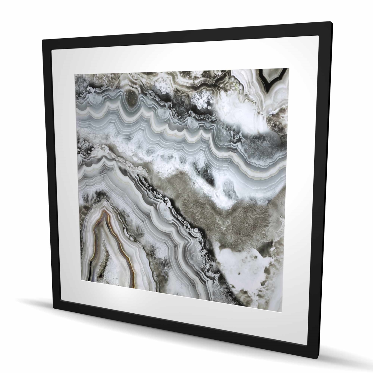 C1FM36369HCBV6 36 x 36 in. Abstract Geode - White Hyperrealist Framed Matted Print