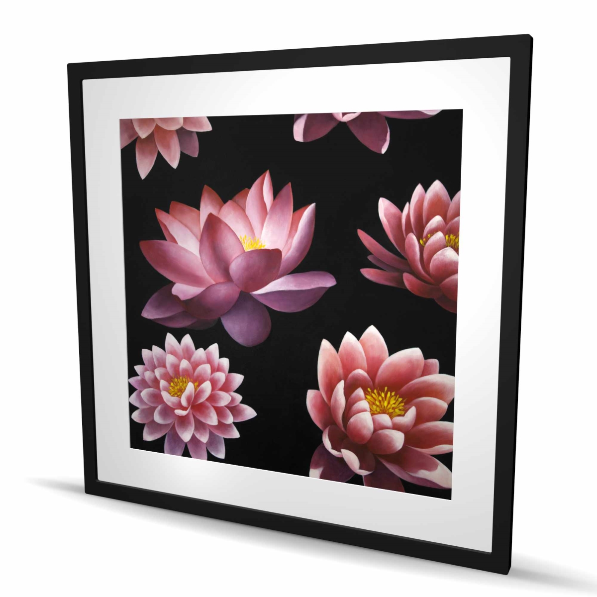 C1FM3636M26529 36 x 36 in. Lotus Flower Pattern - Botanical Asian Framed Matted Print