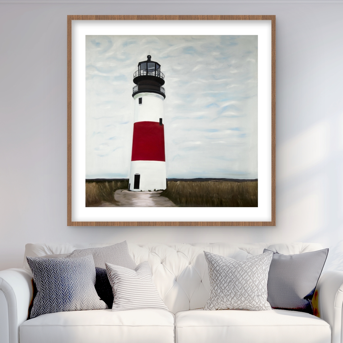 C1FM3636MBB94M 36 x 36 in. Sankaty Head Lighthouse Print - Framed Matted Home Decor