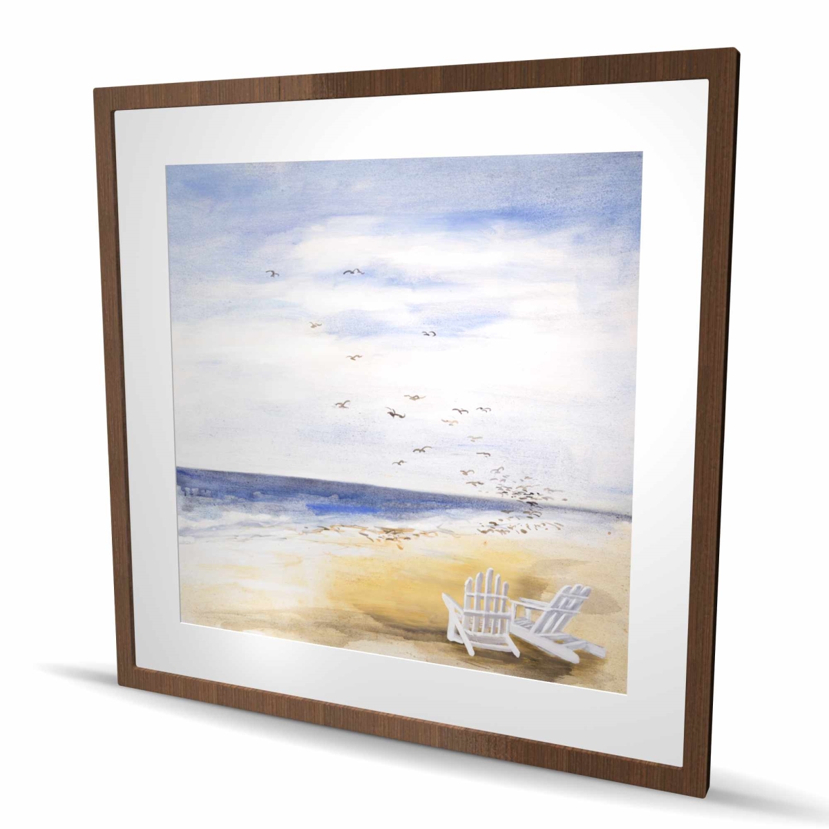 C1FM3636MF7Z61 36 x 36 in. Day At the Beach - Blue Scenic Framed Matted Print Decor