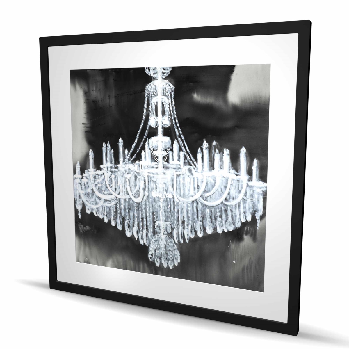C1FM3636SY62SS 36 x 36 in. Glam Chandelier - Contemporary Still Life Framed Print Decor
