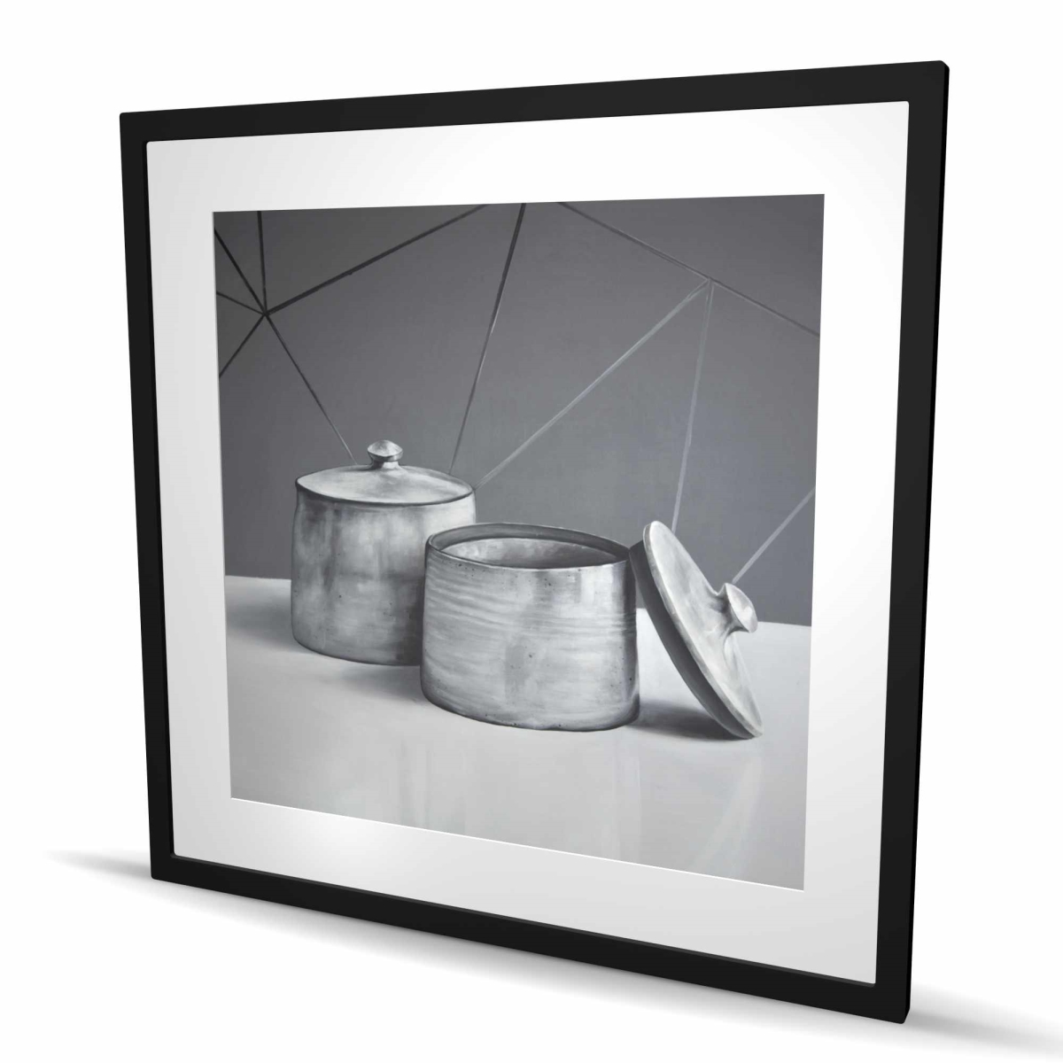 C1FM3636H7UIKY 36 x 36 in. Old Pot with Lid - Kitchen Silver Framed Print for Decor