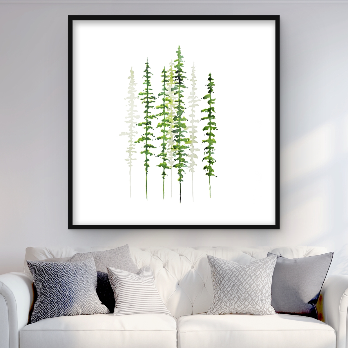 C1FM36364A3JI0 36 x 36 in. Minimalist Trees - Scandinavian Framed Matted Print Decor