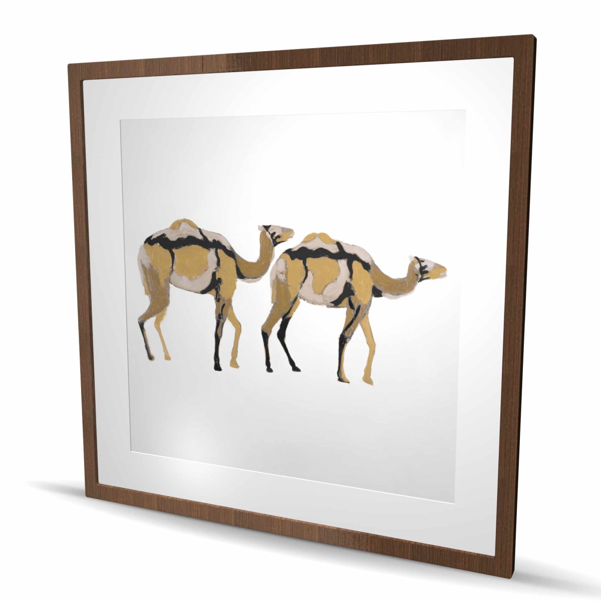 C1FM36364EIVQF 36 x 36 in. Two Abstract Dromedars - Beige Wildlife Framed Print Decor