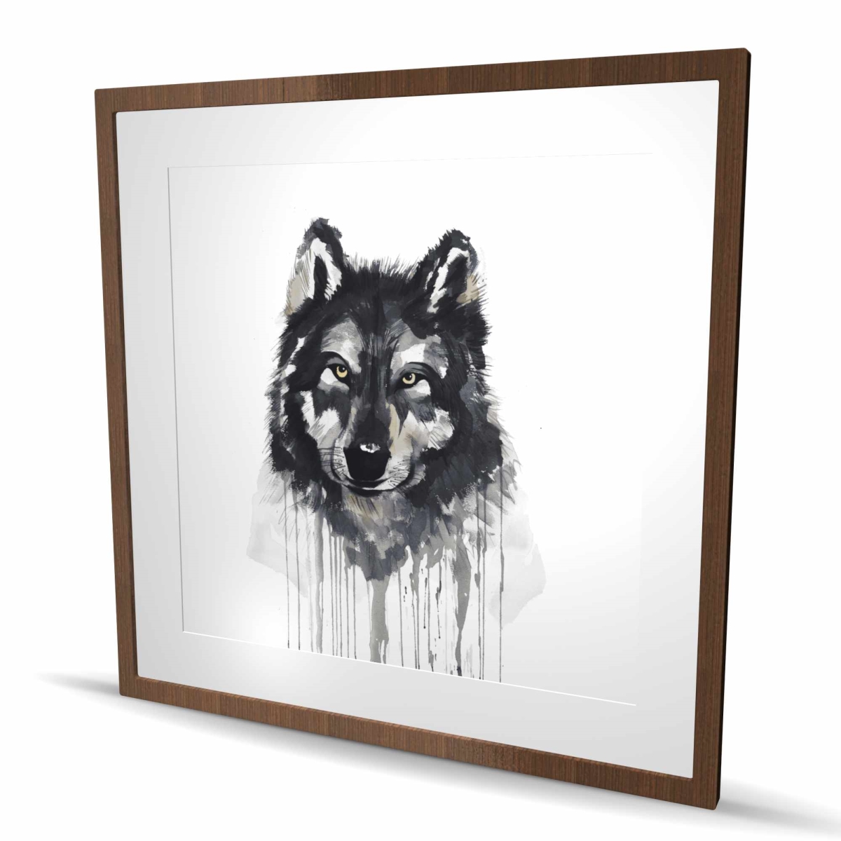 C1FM36362MT65X 36 x 36 in. Mysterious Wolve - Black Framed Matted Print for Home Decor
