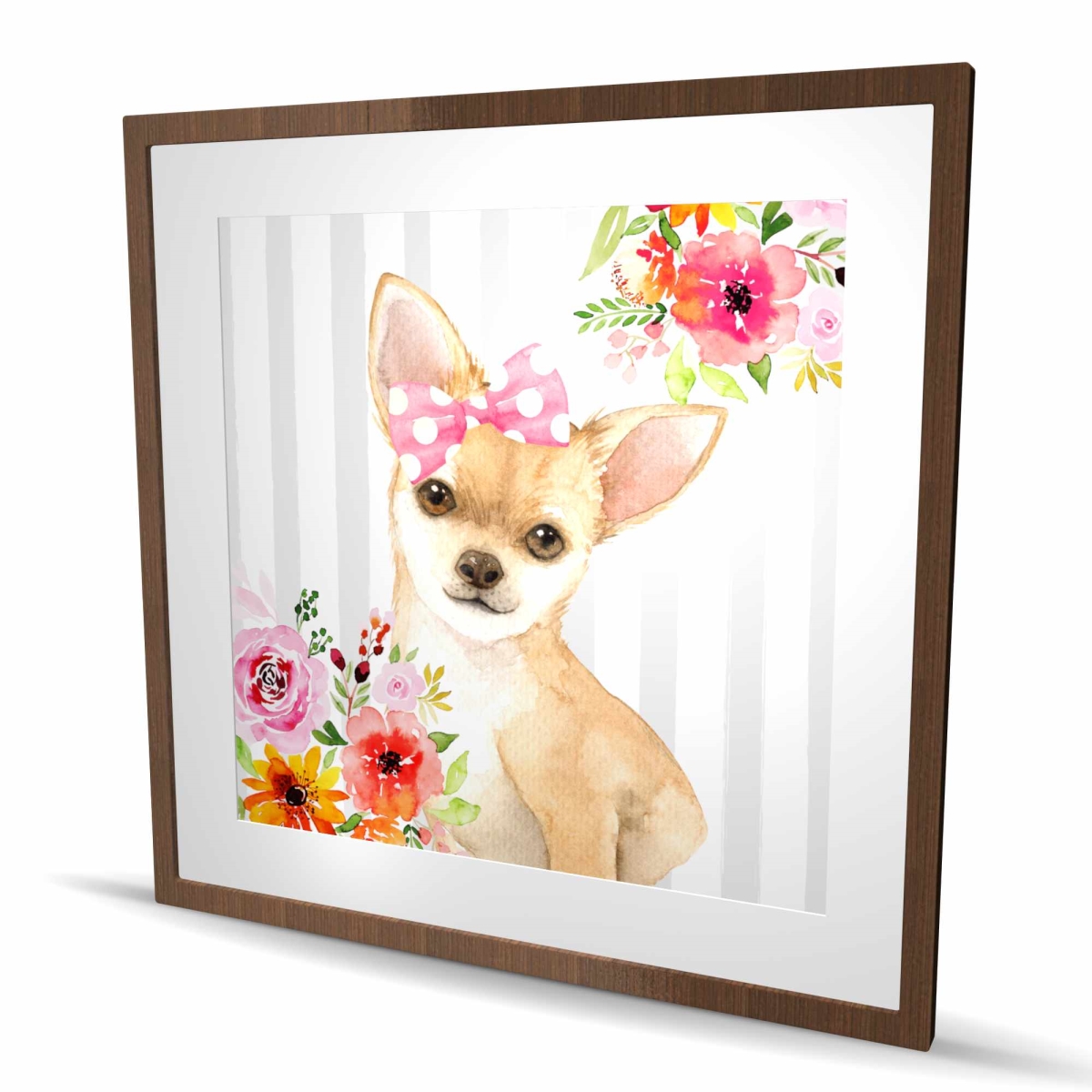 C1FM36362VX4LJ 36 x 36 in. Chihuahua Dog Beige Bedroom Framed Matted Print - Home Decor