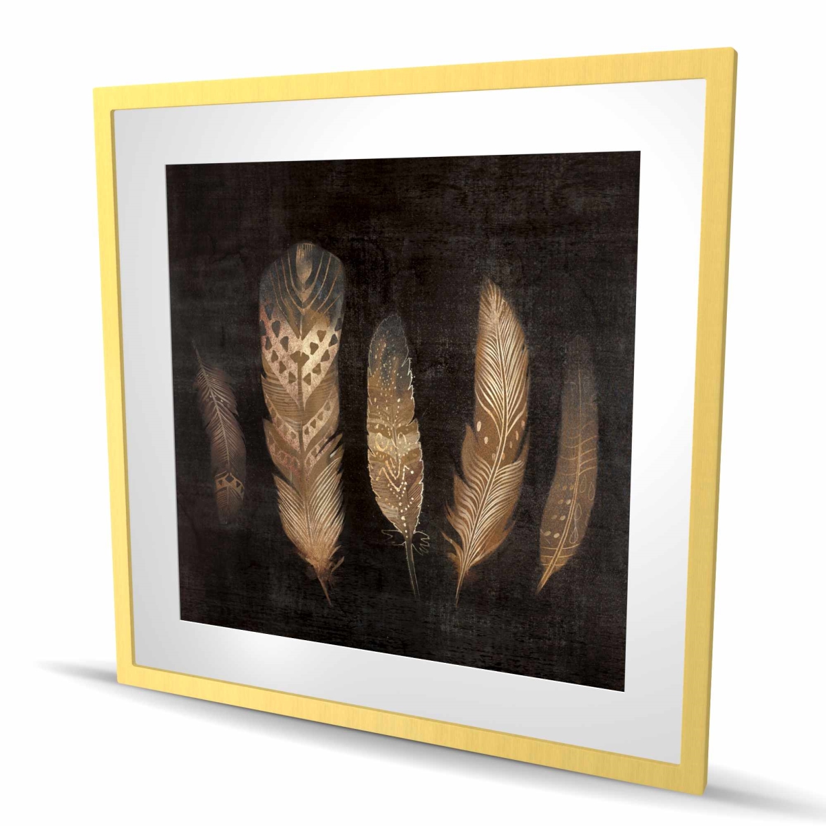 C1FM3636GRBJ4E 36 x 36 in. Brown Feathers Framed Matted Print - Home Decor Accent