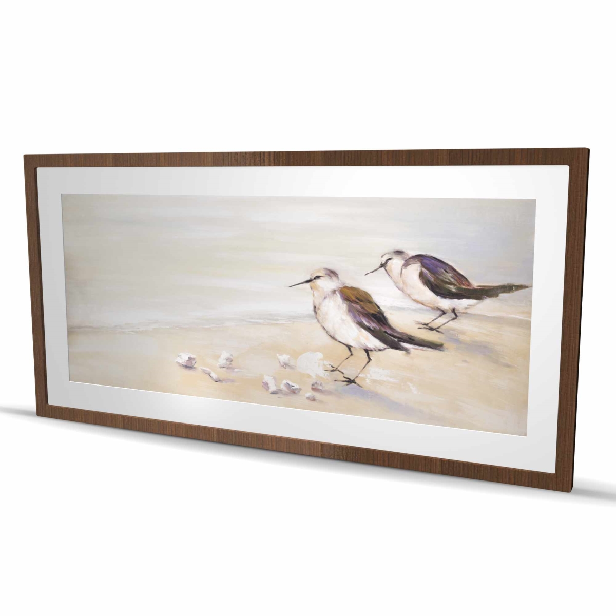 C1FM2448C05AN4 24 x 48 in. Two Sandpipers on Beach - Gray Coastal Framed Print Decor