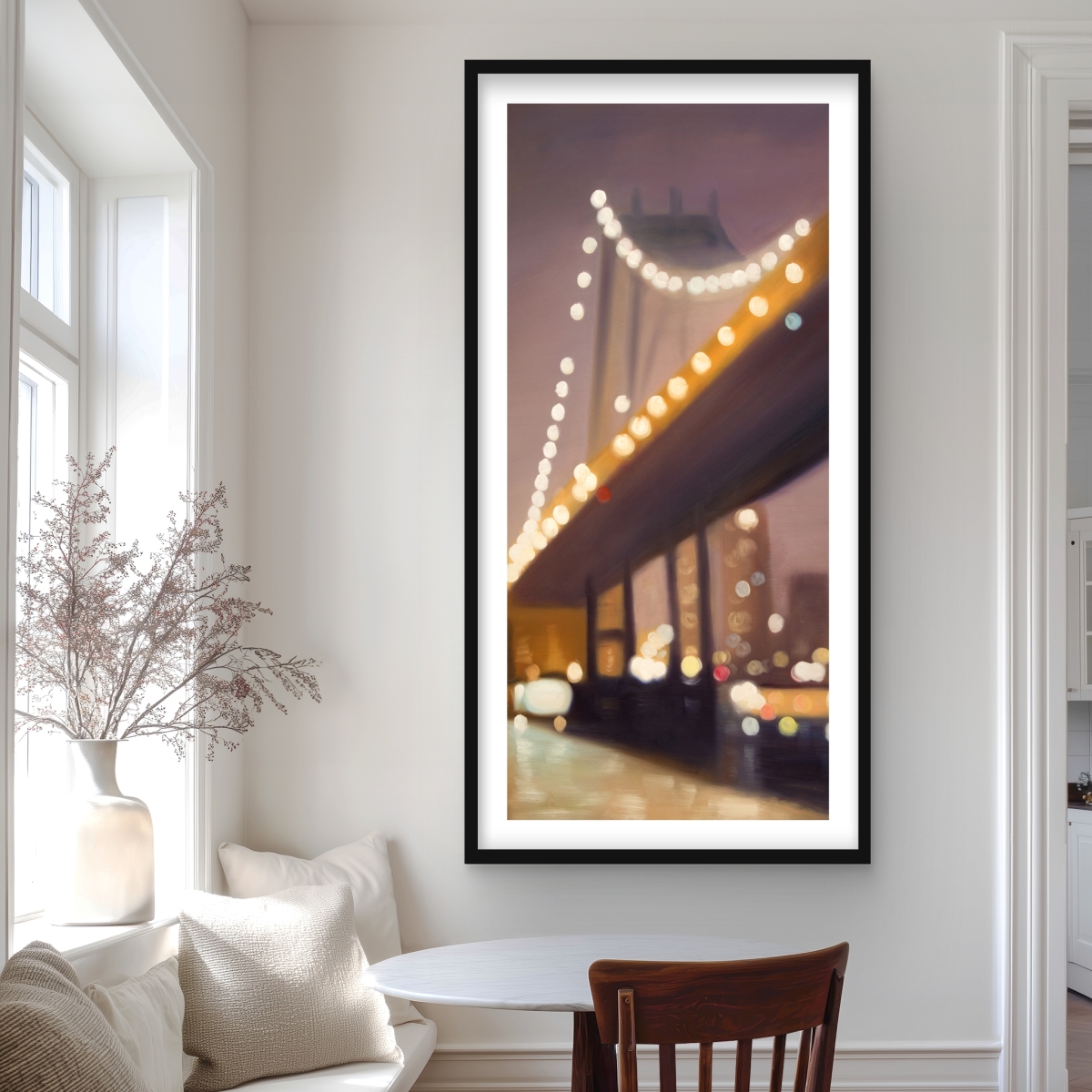 C1FM2448DUSIAR 24 x 48 in.   York At Night - Framed Matted Print for Home Decor