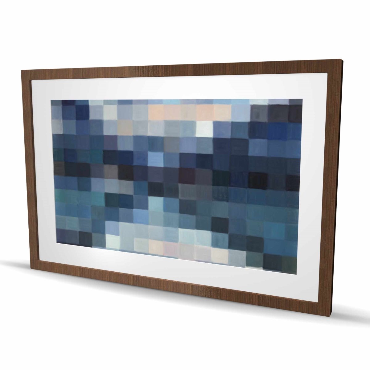 C1FM24363R6115 24 x 36 in. Pixelated Mountainous Landscape - Blue Framed Matted Print