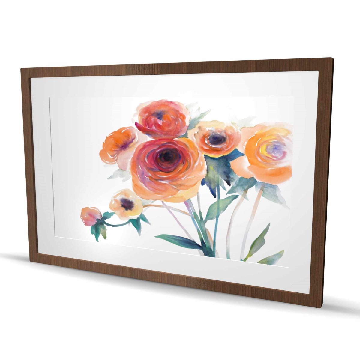 C1FM24366528P3 24 x 36 in. Watercolor Flowers - Floral Orange Framed Matted Print Decor
