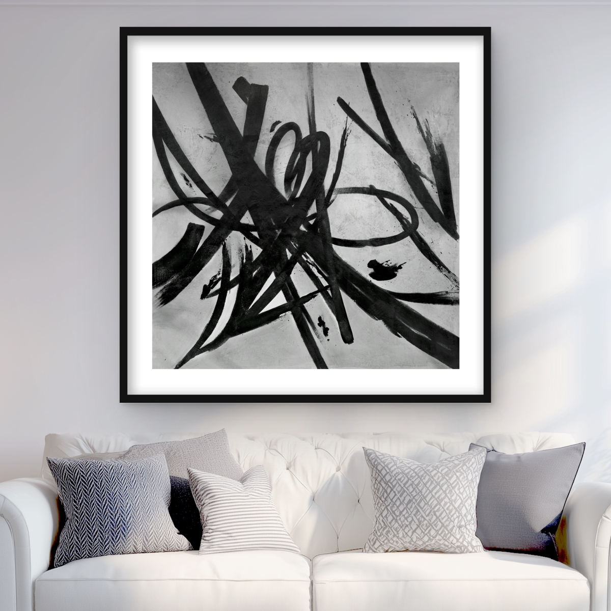 C1FM3636C9PQ0T 36 x 36 in. Circular Strokes - Abstract Man Cave Framed Matted Print