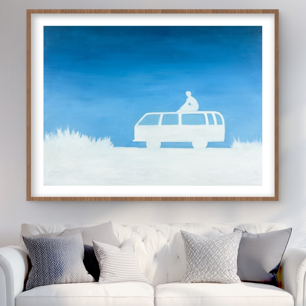 C1FM3648M7JLLM 36 x 48 in. Relax Camping Car - Blue Bedroom Framed Matted Print Decor