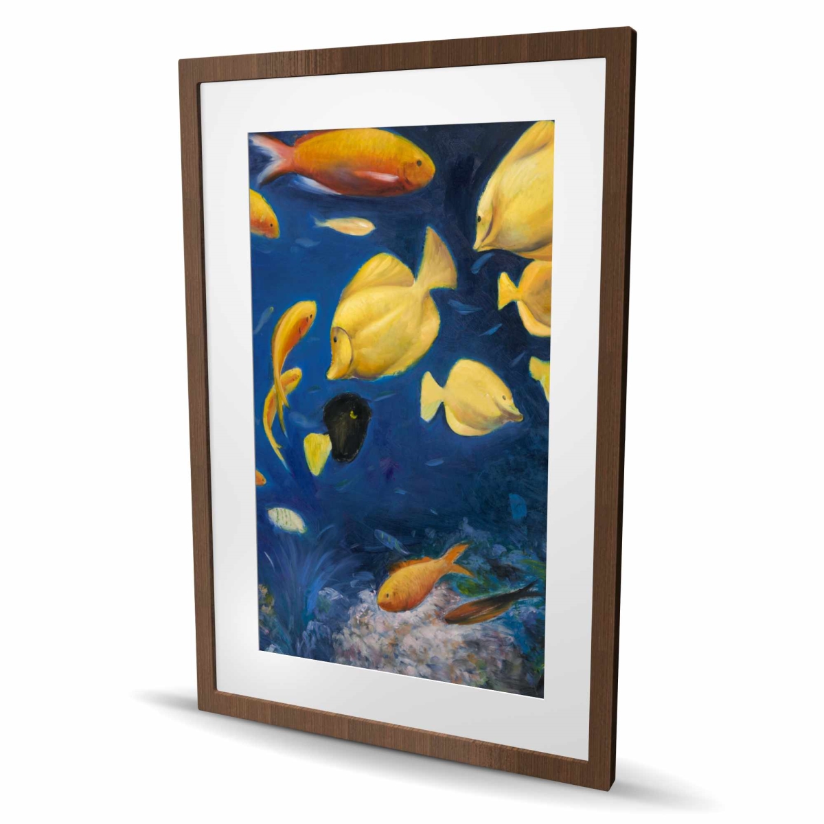 C1FM2436BO90K6 24 x 36 in. Fish Under the Sea - Contemporary Classic Blue Framed Print
