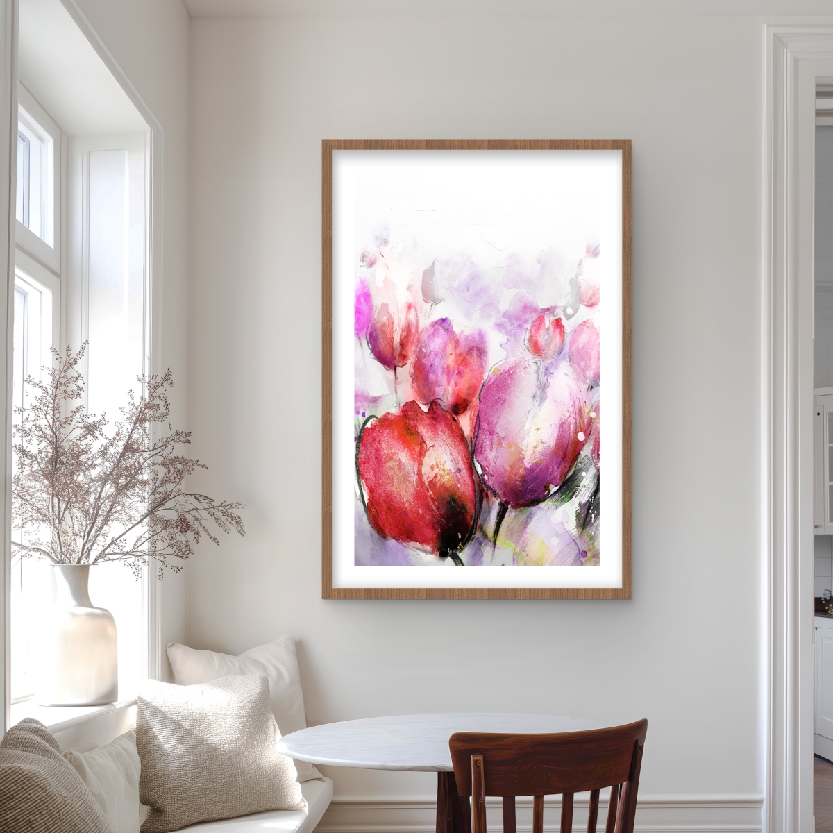 C1FM2436H67KHM 24 x 36 in. Abstract Blurry Tulips - Framed Matted Print for Home Decor