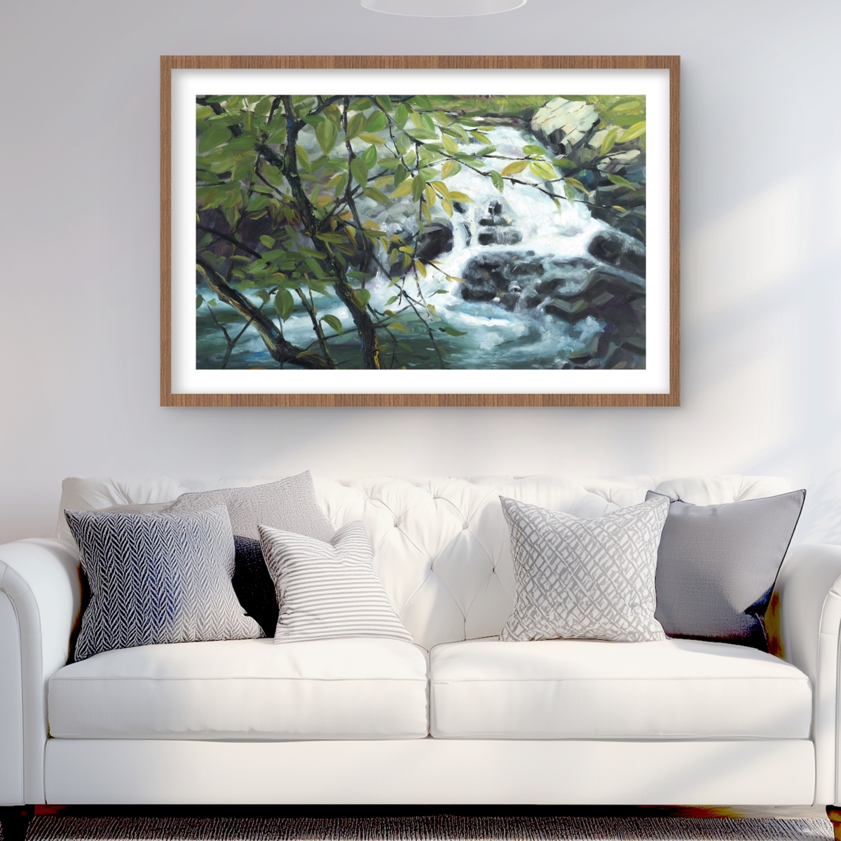 C1FM2436F7VHUB 24 x 36 in. Peaceful Fall - Gray Framed Matted Print for Home Decor