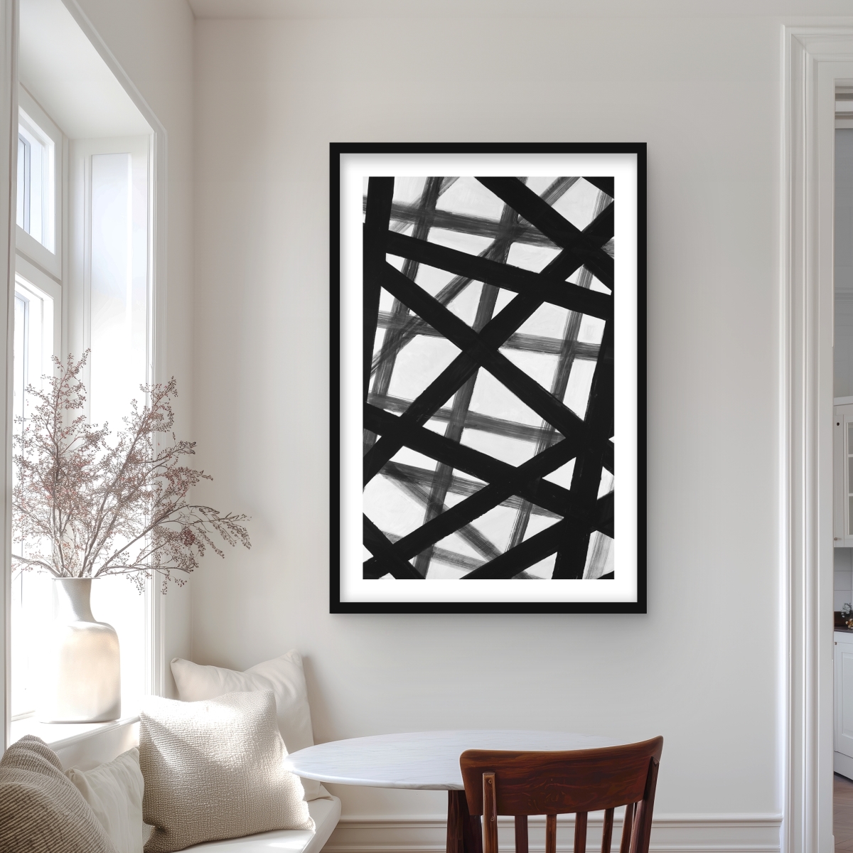 C1FM2436FK6L5Z 24 x 36 in. Abstract Bold Lines - Framed Matted Print for Home Decor