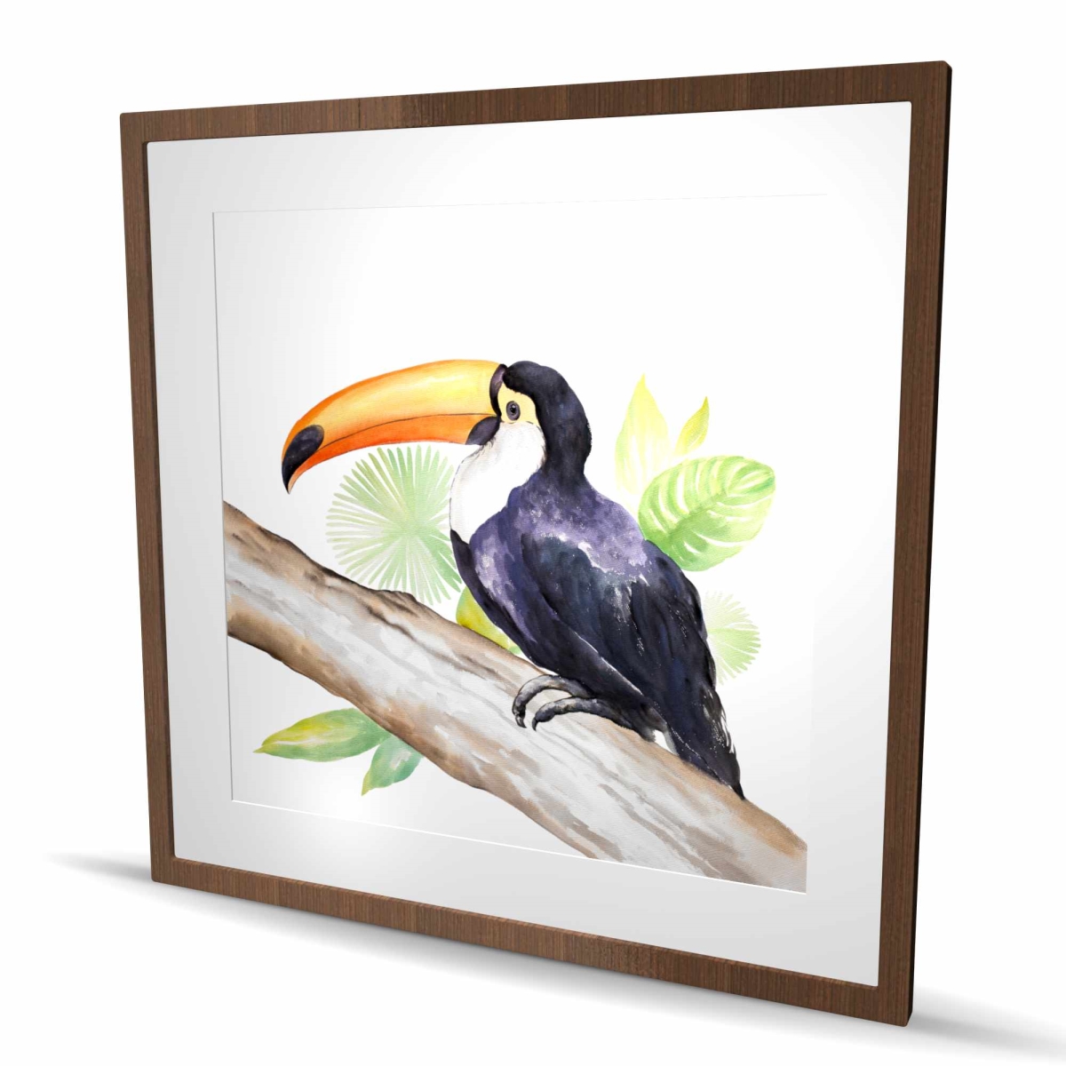 C1FM3636TYLRXT 36 x 36 in. Toucan Perched - Exotic Bedroom Framed Matted Print Decor