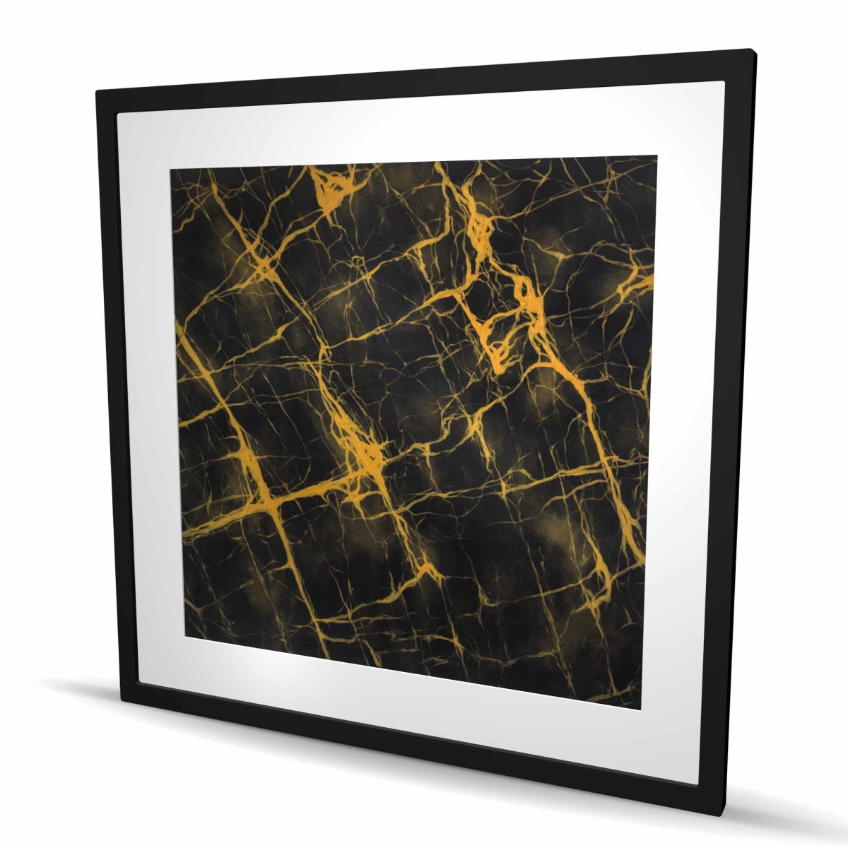 C1FM36362B4CVW 36 x 36 in. Black & Gold Marble Living Room Pattern Framed Print Decor