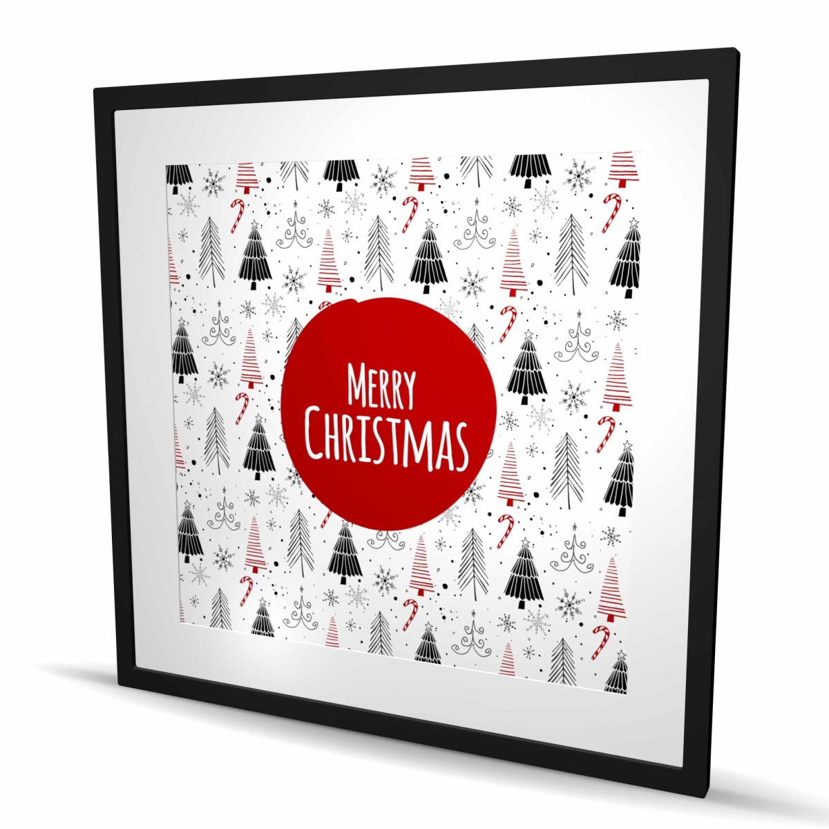 C1FM36362Q36AX 36 x 36 in. Merry Christmas - Pattern Gray Framed Matted Print for Decor