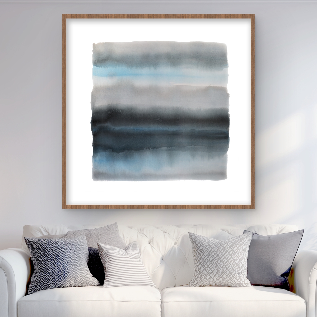 C1FM3636WMDPQB 36 x 36 in. Shade of Blue - Abstract Pattern Framed Matted Print Decor