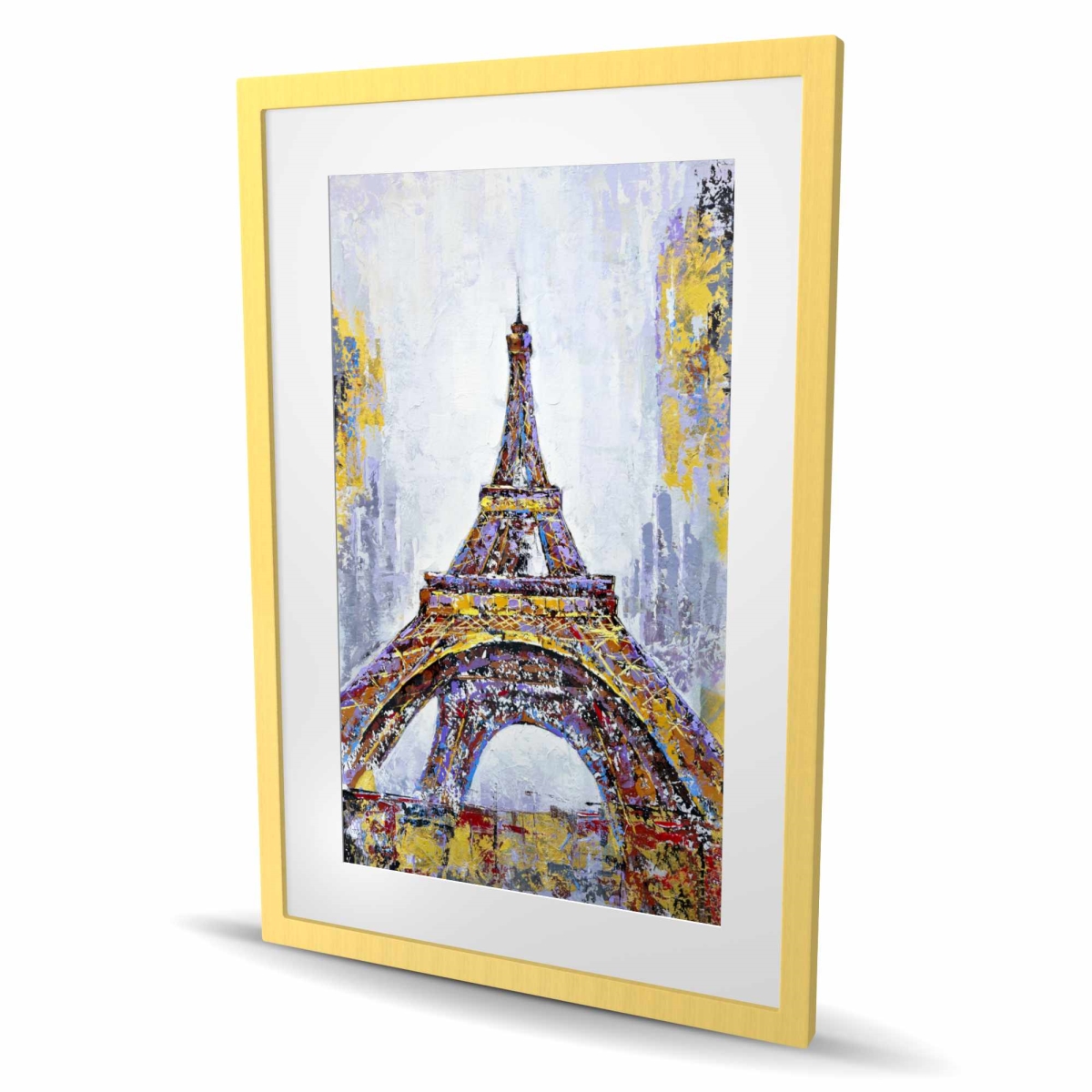 C1FM2436VOLFR4 24 x 36 in. Abstract Paint Splash Eiffel Tower - Framed Matted Print
