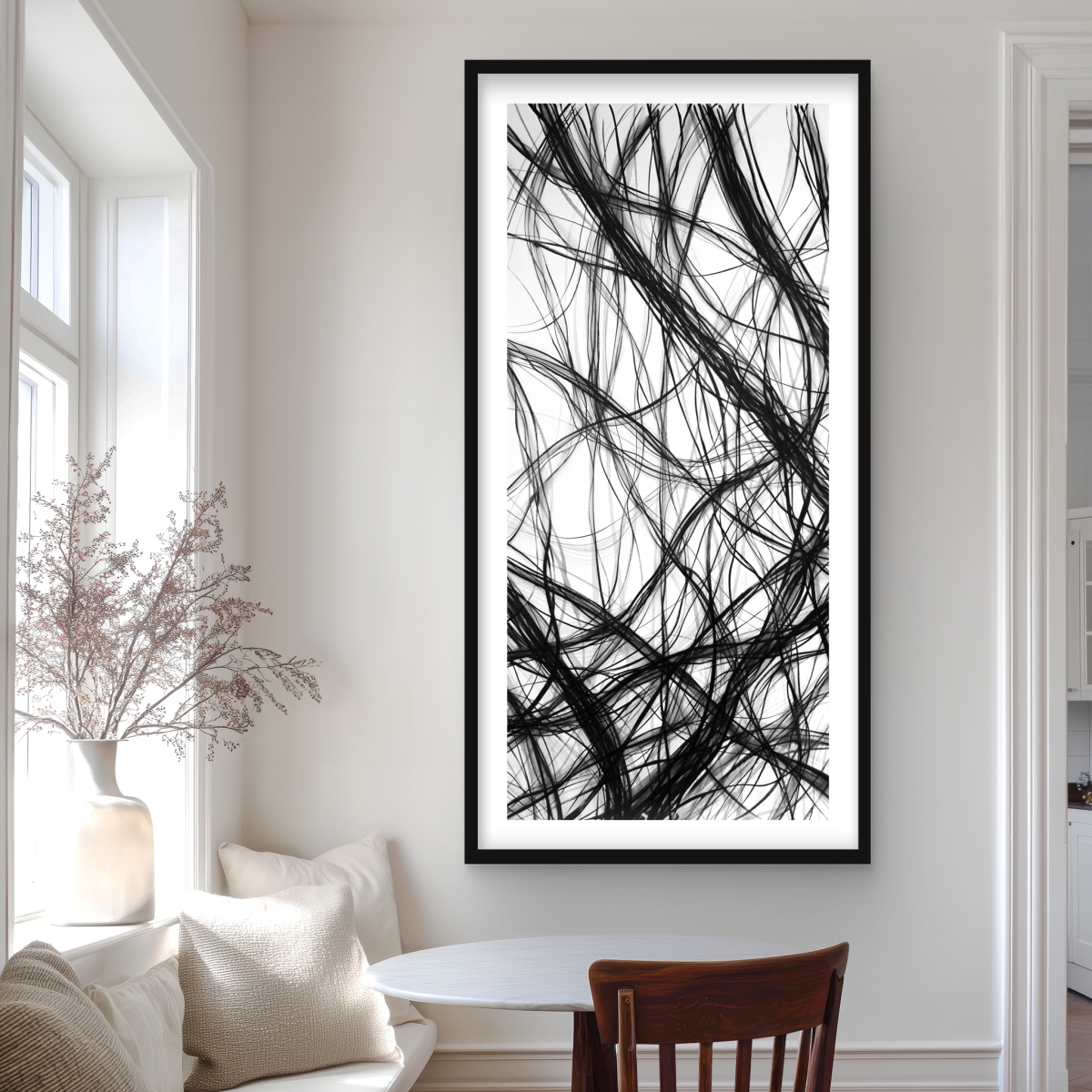 C1FM2448C0L209 24 x 48 in. Connection - Monochrome Office Framed Matted Print Decor